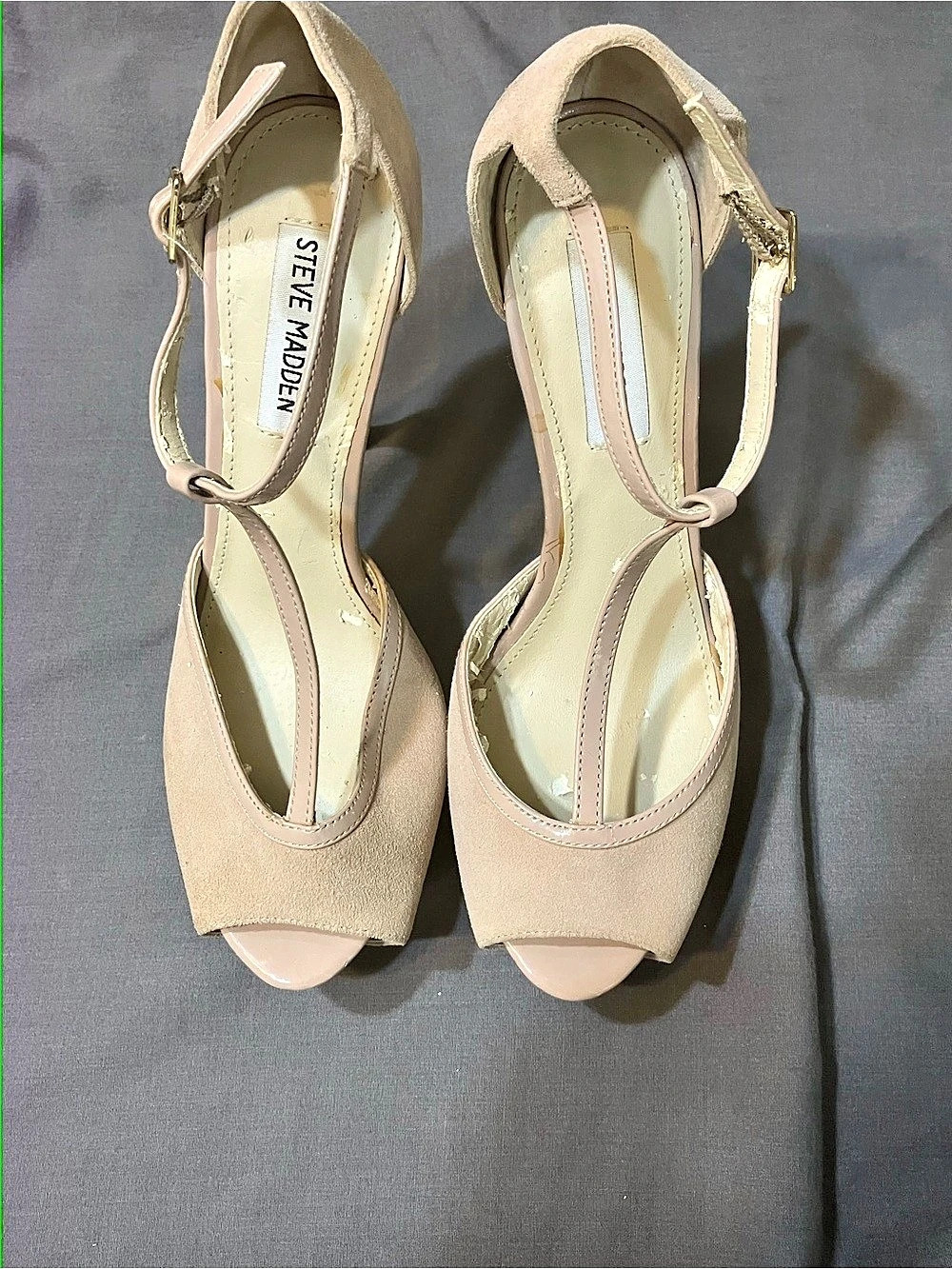 Steve Madden Peep Toe Platform Heels in Beige US 8M